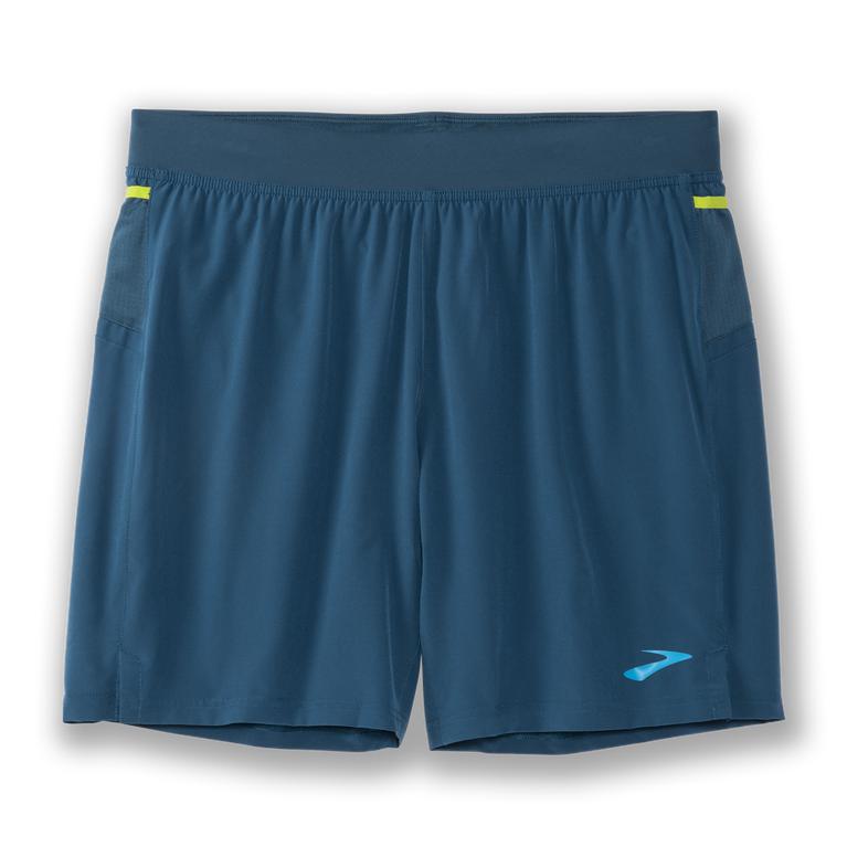 Brooks SHERPA 7 2-IN-1 Running Shorts Mens Outlet - Alpine/SteelBlue/Bright Moss (LTR134790)